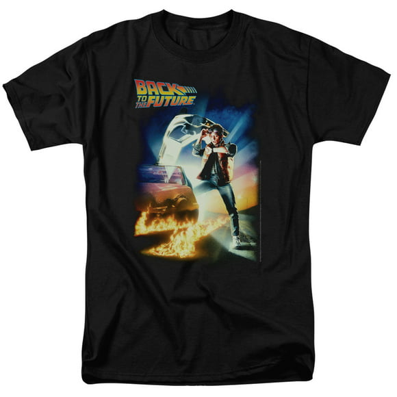 Men's Back To The Future Crew Neck T-Shirt Short Sleeve Graphic Tee Black